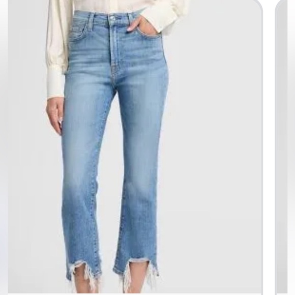 7 For All Mankind Denim - 7FAM high waist slim kick destroyed hem jeans